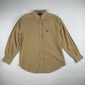 Façonnable Men's 100% Cotton Corduroy Tan Button-Down Shirt Long Sleeve Medium